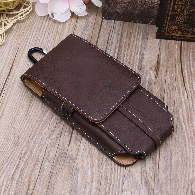 Cinto de cintura masculina saco de telefone cintura flip bolsos de couro moeda cartões de banco titular caso de armazenamento para o esporte ao ar livre