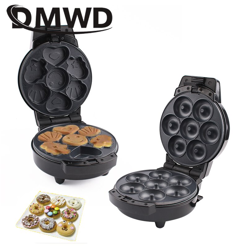 MINI Electric Donut Maker Eggs Waffle Cartoon Cake Baking Iron Automatic Pancake Breakfast Muffin Doughnut Machine