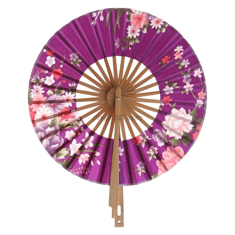 Stil japansk sakura blomst lomme folde hånd fan runde cirkel fest indretning: Lilla