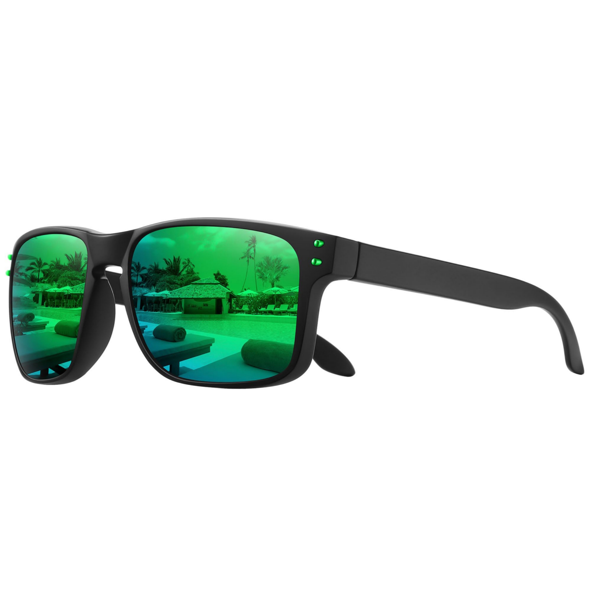 Klassische, quadratische retro-sonnenbrille mit polarisierten gläsern, metallnieten, unisex, zum autofahren, angeln, Jahrgang-stil, uv-schutz, strapazierfähig, modisch: Gelb