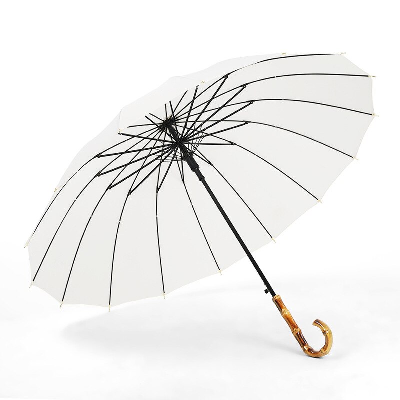 Paraguas de lluvia largo y fuerte con mango de bambú Yesello para hombres y mujeres, Parasol de estilo japonés de fibra de vidrio de 16K: 6