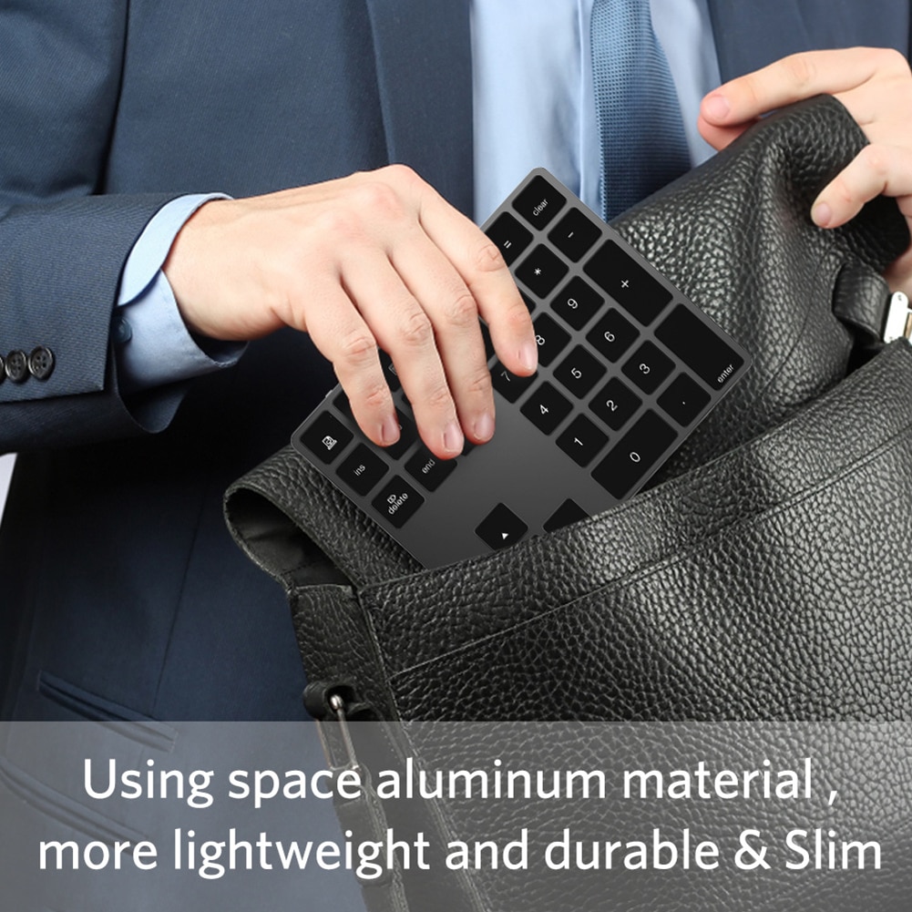 Digital Keyboard Bluetooth Portable Mini Portable Aluminum 34 Keys Wireless Keyboard Keypad For Office MacBook Air/Pro