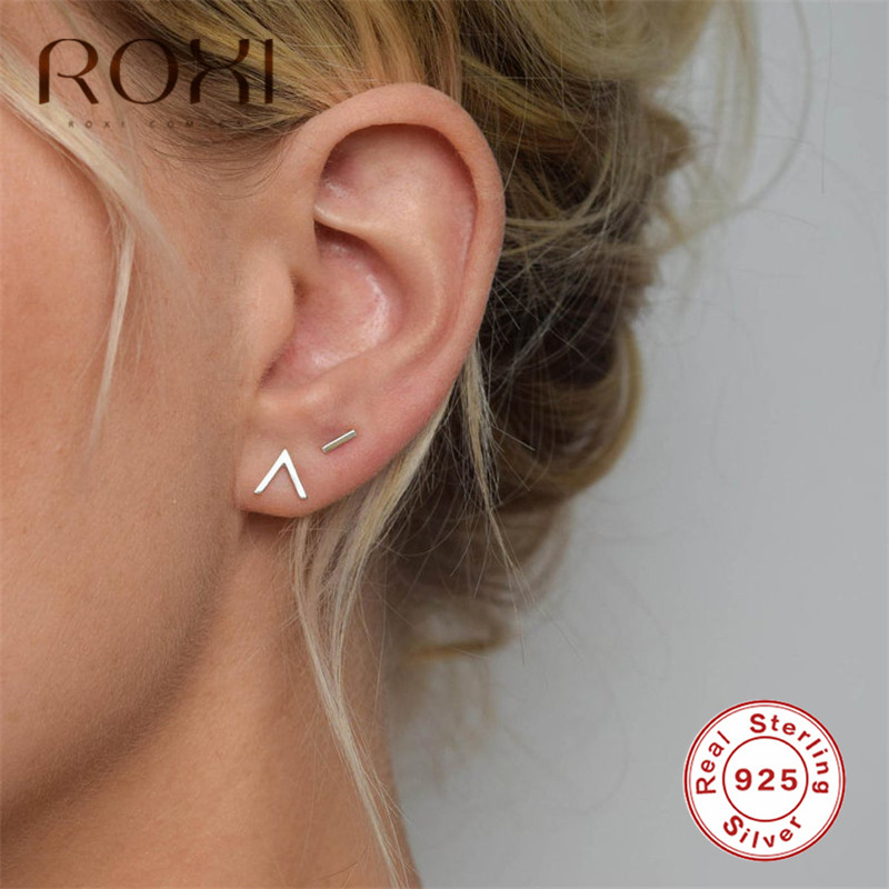 ROXI Simple lettre V forme boucles d'oreilles pour femmes bijoux coréen boucle d'oreille 100% 925 en argent Sterling boucles d'oreilles de mariage