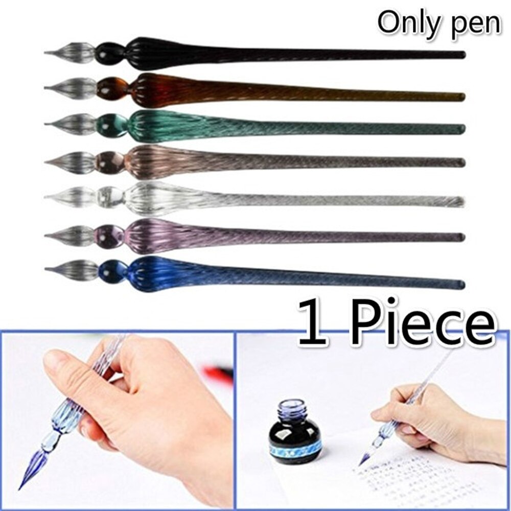 Vintage Glass Dip Dipping Pen Writing Tool Glass Drip Fountain Pen Signature Filling Ink Fountain Pens