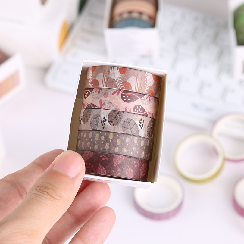 5 uds cintas Washi básicas Scrapbooking conjunto de cintas Washi suministros escolares Cinta Adhesiva Decorativa otoño papelería Cinta adhesiva