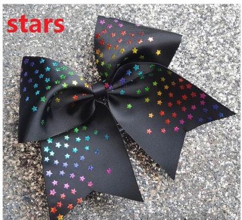 8 pulgadas arcoíris de papel Mermaid Cheer Bow Cheerleading Dance moño para cabello con banda de goma accesorios para el cabello