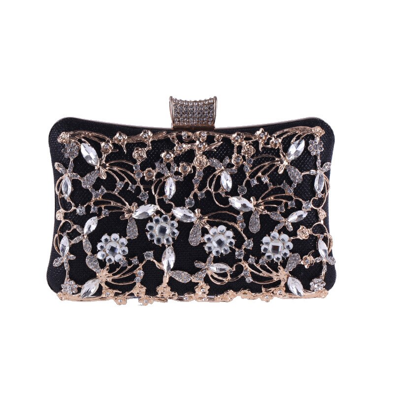 NICOLE & DORIS Avondtas voor dames, clutch, schoudertas voor bruiloft, ketting, tas, handtas voor feestjes, zwart, Medium, handtassen