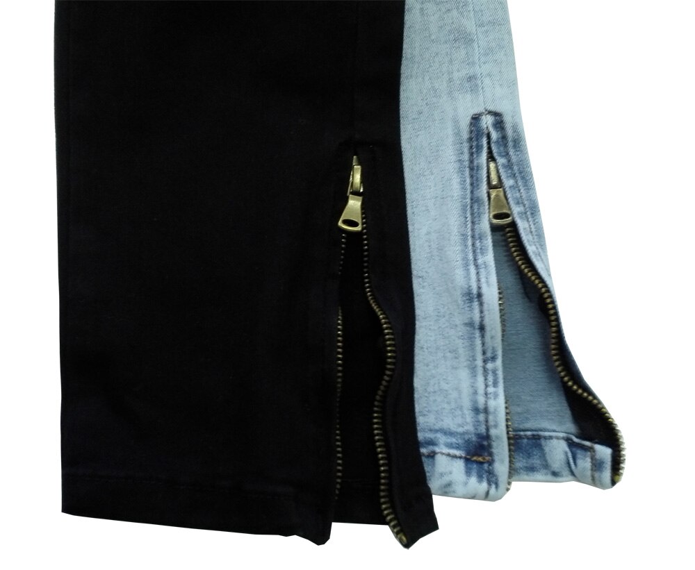 Mænd jeans stretch ødelagte rippet ankel lynlås skinny jeans til mænd