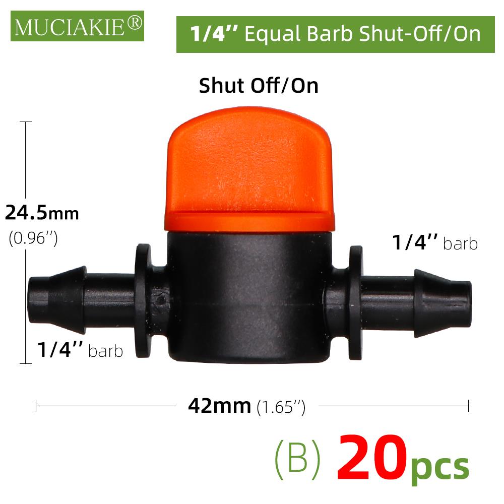 20 Pieces Drip Irrigation Micro Valve Irrigation Switch 4/7 Tubing Hose Barb Water Stop Connector Garden Supplies Accessories: B