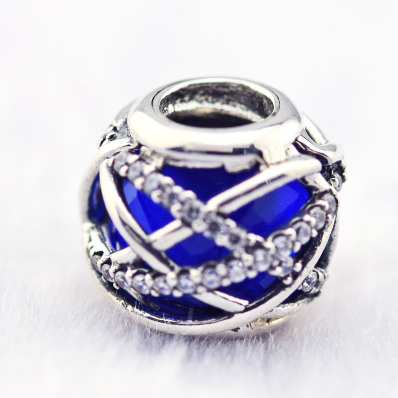 Jewelry Making Galaxy Charm Royal Blue Crystal Sterling Silver Beads For Woman Fits Original 925 Silver Bracelets