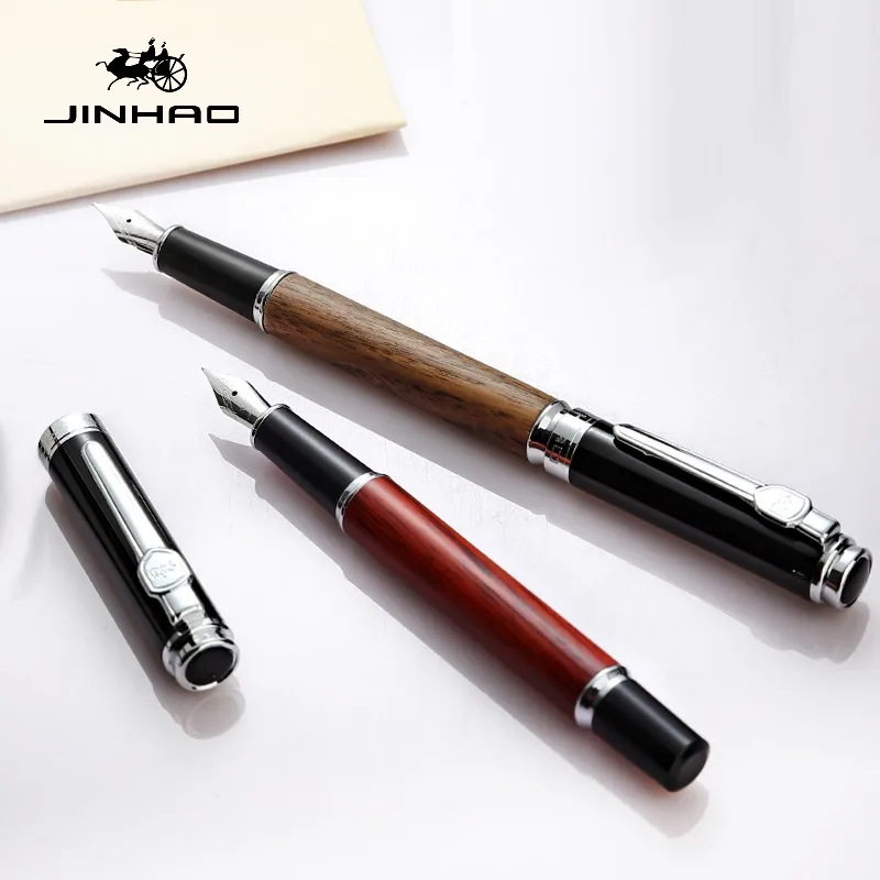 JINHAO 8802 Wooden Fountain Pen EF/F/M Nib Luxury Wood Ink Pens Business Writing Office School Supplies Stationery PK 9019