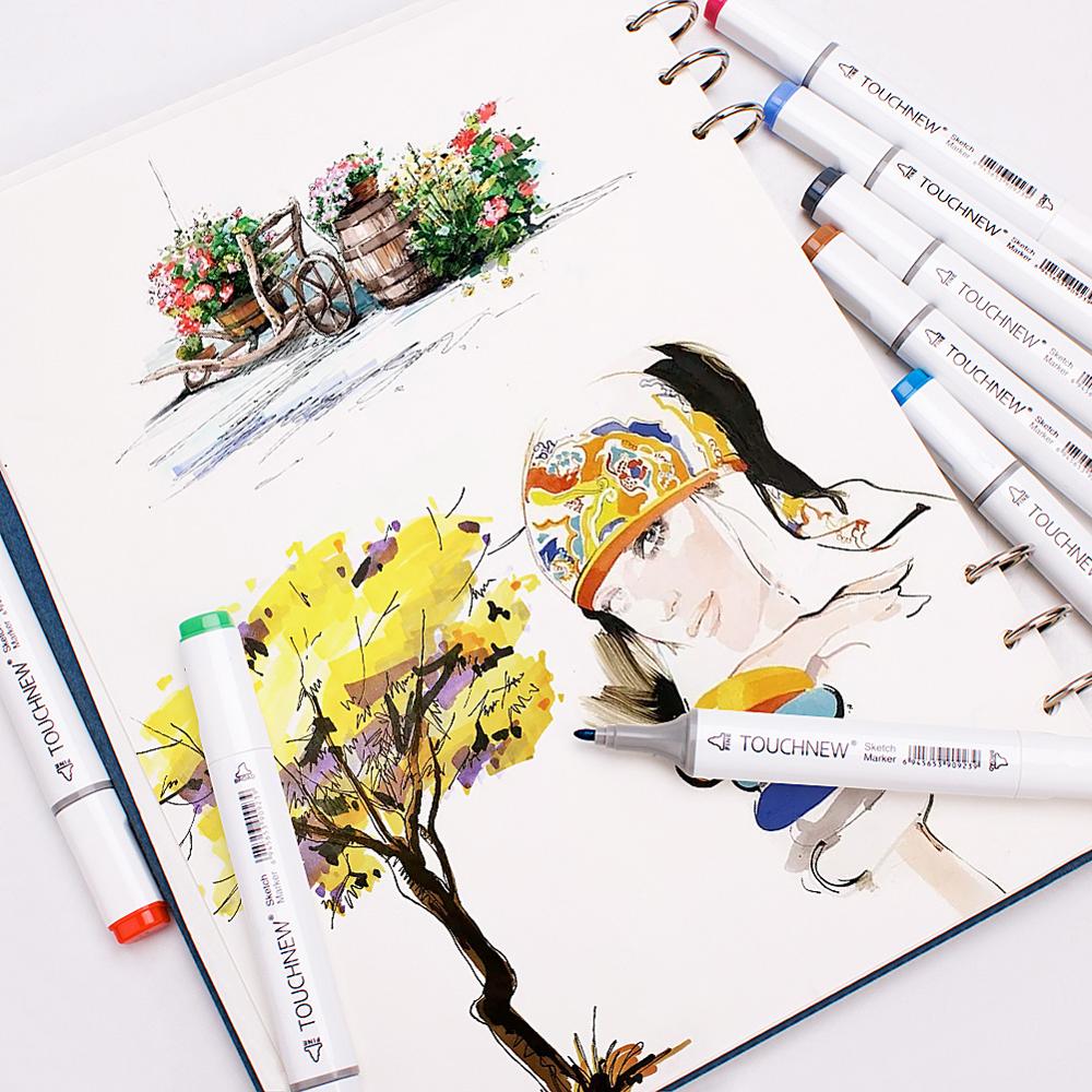 Pędzelek robić zdobień markery Sztuka kieszonkowe dzieci Touchnew 4/30/40/60/80/168 kolory Manga rysunek zestaw markerów robić szkicowania alkoholu