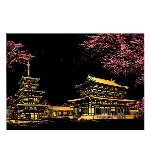 City Scratch Painting Drawing Paper DIY Art Craft Scratchboard Wall Decoration: Multicolor Sakura