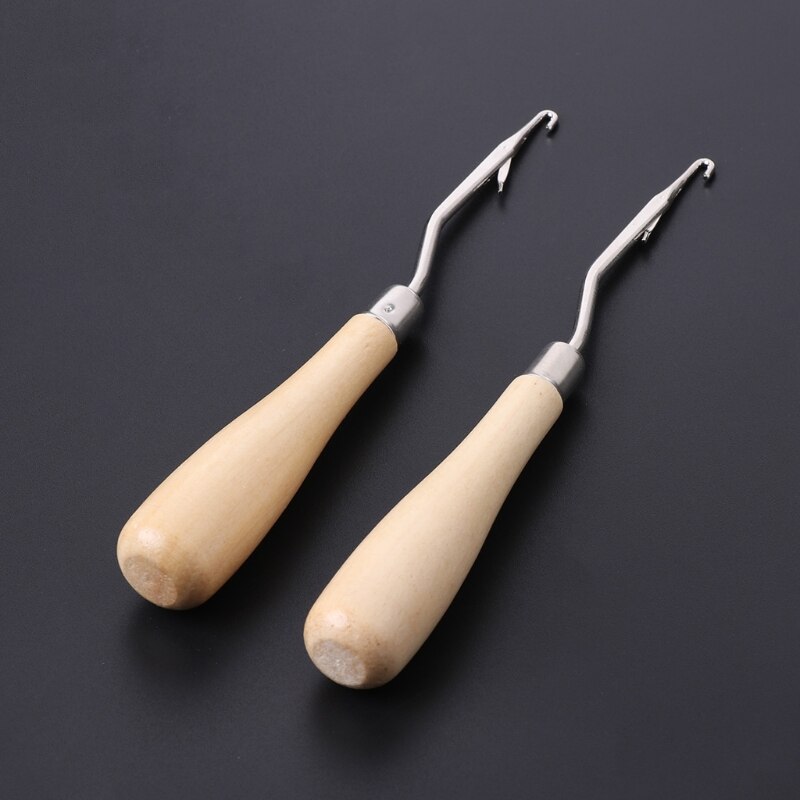 2pcs Crochet Hook Wood Handle Carpet Repair Latch Needle Knitting Hand Craft