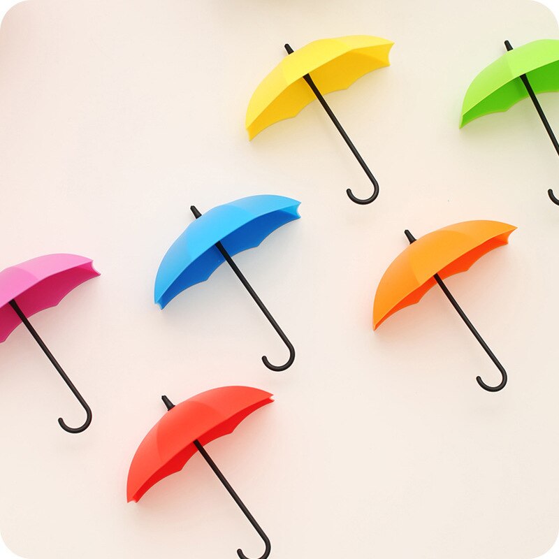 3Pc Opslag Haak Creatieve Paraplu Vorm Kleurrijke Sleutel Hanger Holder Thuis Slaapkamer Muur Decoratie Accessoires Belasting Gewicht 0.2Kg