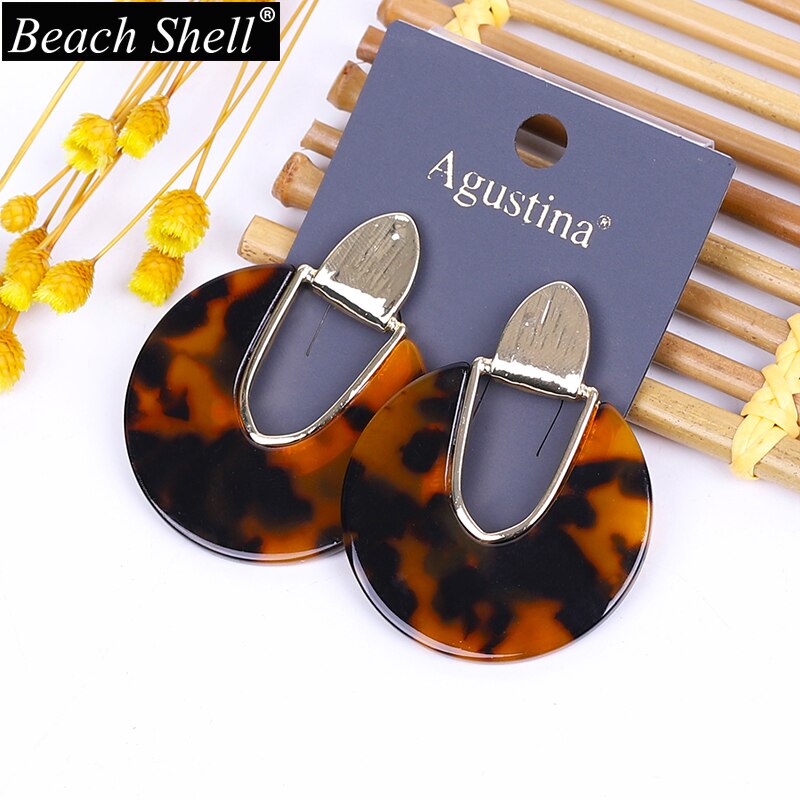 Acetate earrings acrylic bohemian resin jewelry statement geometric women korean dangle trendy summer gold cc: 6