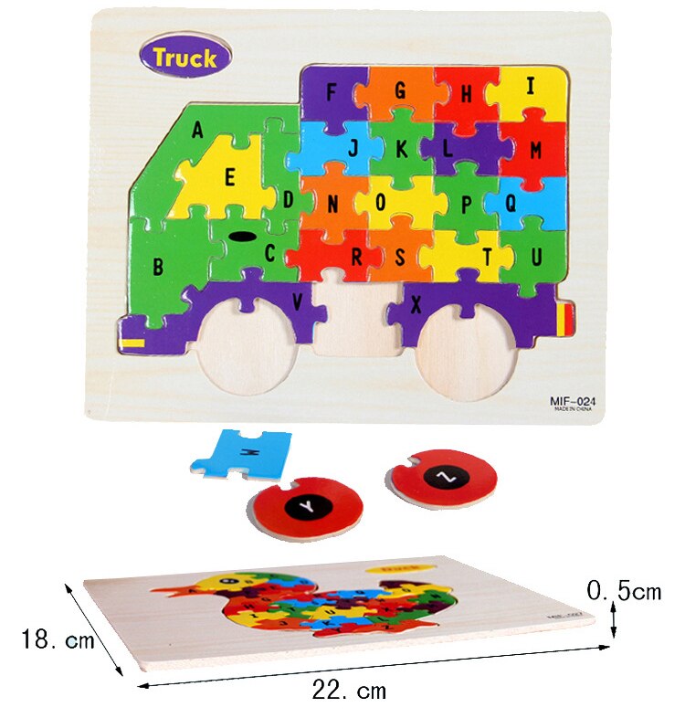 26 Letters Cognitieve Vliegtuig Puzzel Kinderen Alfabetische Grafische Onderwijs Speelgoed 9 Patronen Optioneel Houten Puzzel Blokken Ddj