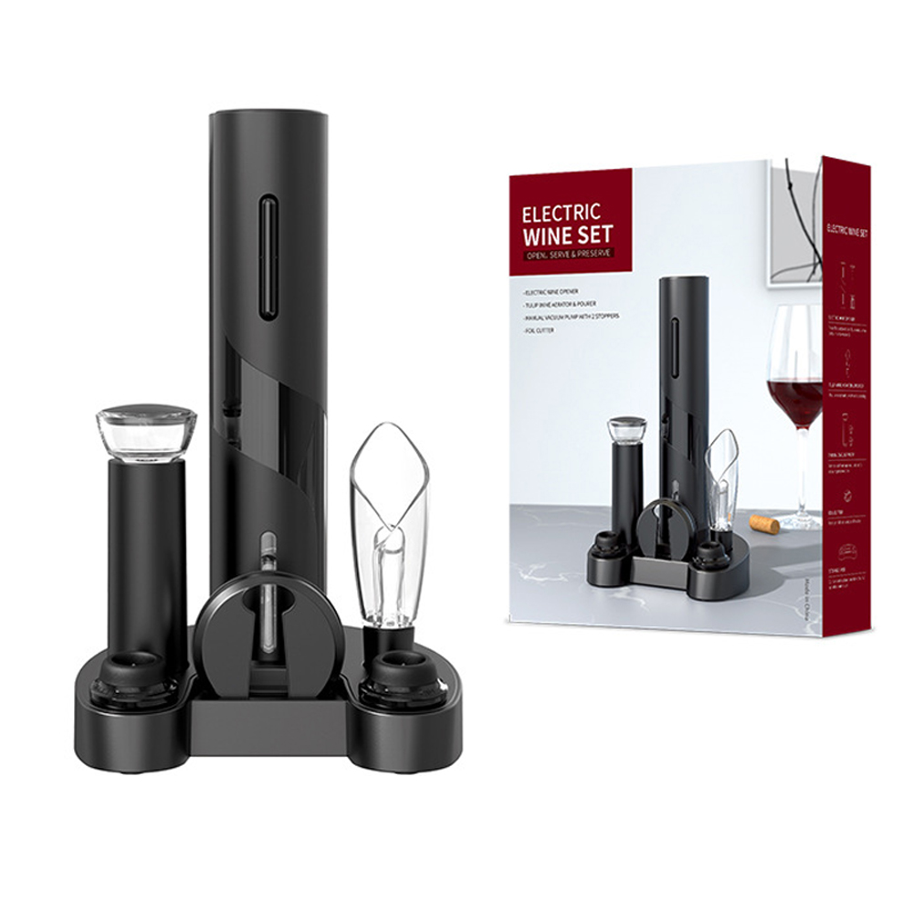 Ouvre-bouteille de vin électrique Rechargeable, tire-bouchon, ensemble de coupe en aluminium, ouvre-bouteille automatique pour gadgets de cuisine de vin, ouvre-boîte
