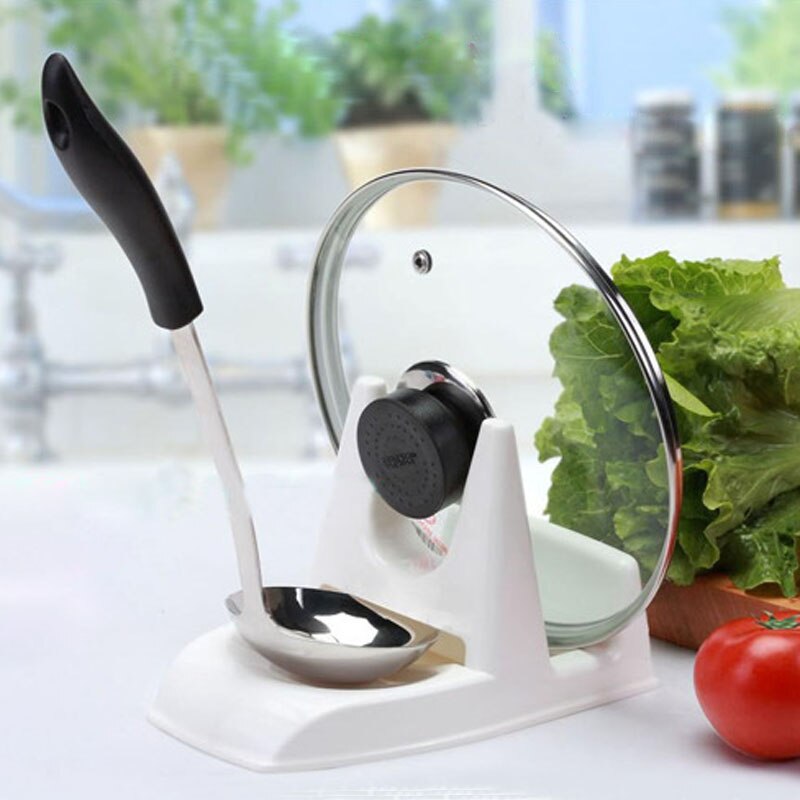 Kitchen 1pc 21*12.5*12.5cm Spoon Pot Lid Shelf Cooking Storage Decor Tool Stand Holder Pot Lid Holder Rack G819