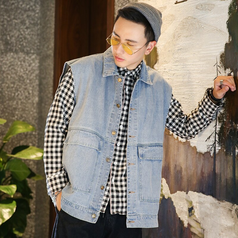 Veste en jean sans manches pour homme, gilet en Denim, Cowboy, manteaux décontractés, 2022