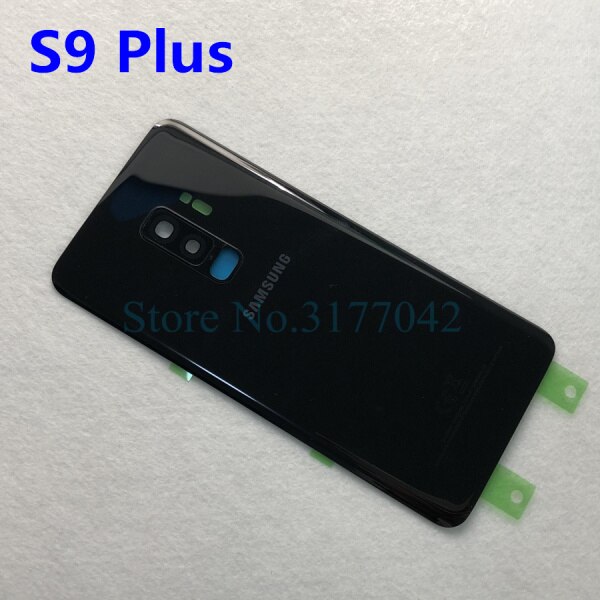 SAMSUNG Back Battery Cover For Samsung Galaxy S9 Plus s9+ G965 SM-G965F G965FD S9 G960 SM-G960F G960FD Back Rear Glass Case: S9 Plus black