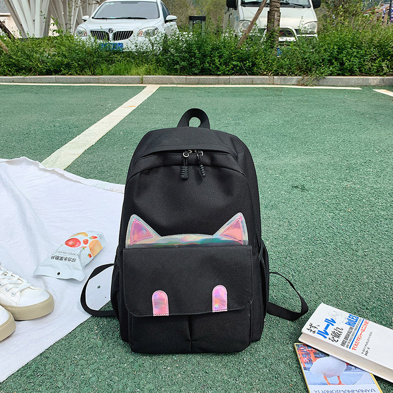 Nouveaux enfants sac à dos filles garçon enfants adolescents étudiant école sacs à dos pour fille mignon chat oreille sac à dos Cartable Cartable Enfant: 6534-Black