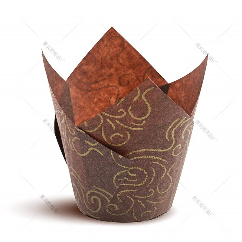 10/50pcs Tulip Flower Cupcake Liner Baking Cup For Wedding Party Caissettes Tulip Muffin Cupcake Paper Cup Oilproof Cake Wrapper: 1 / 10PCS