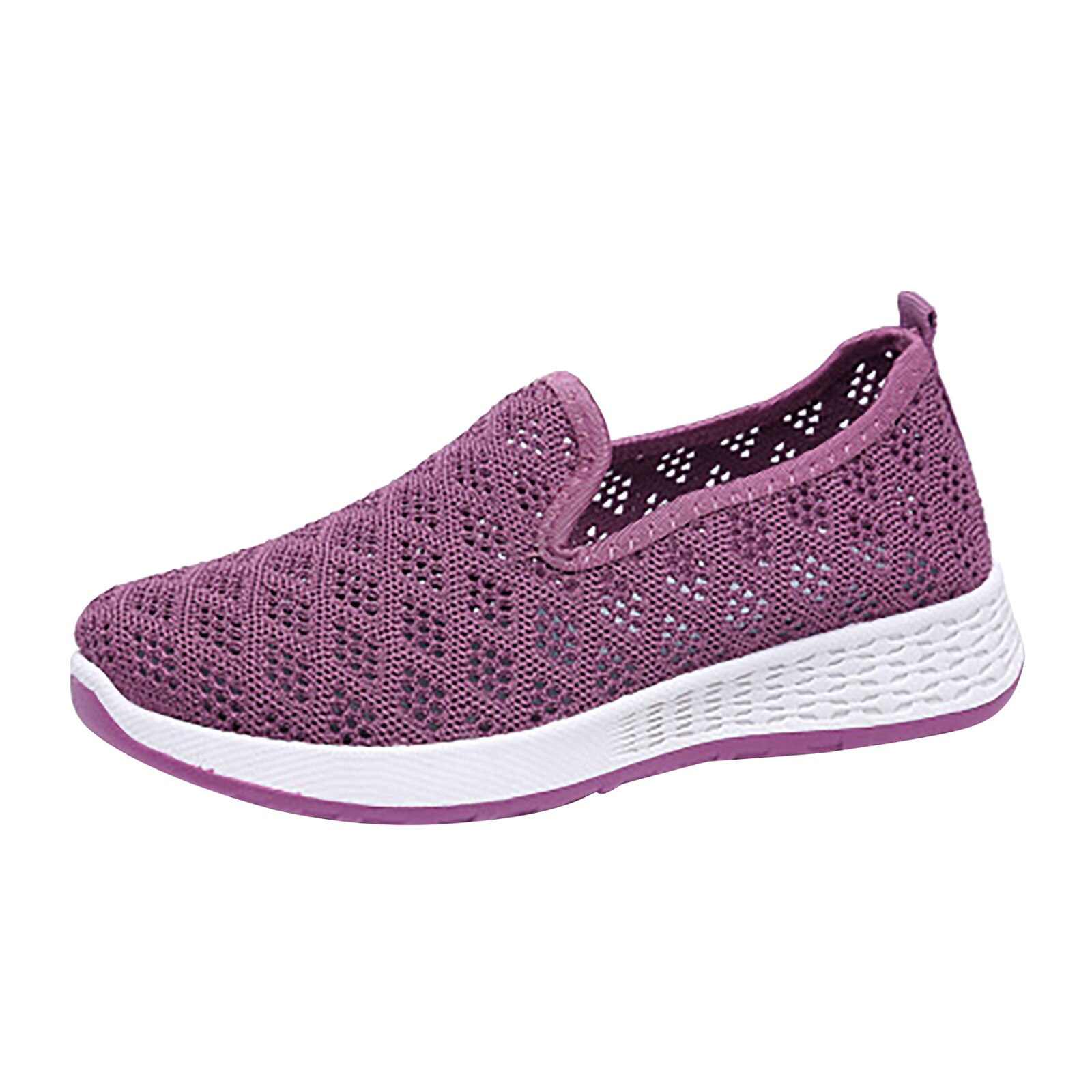 40# Breathable Wedges Sneaker For Woman Slip-on Walking Casual Sneakers Loafers Shoes Woman Non-slip Breathable Running Shoes: Purple / 37