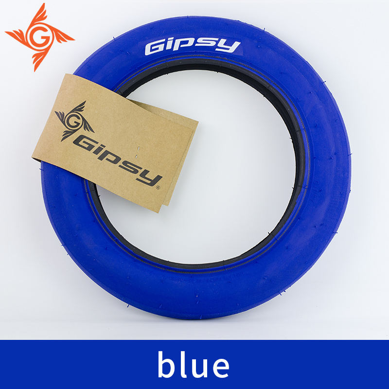Pneus de vélo 12 pouces pour enfants, pneu lisse, 1.75g, 10 couleurs, 12x240, 60TPI,: Blue