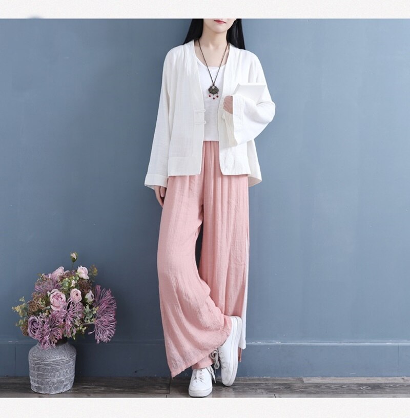 Online Chinese Store Women Clothes Chinese Shirt Blouse Qipao Long Flare Sleeve Baggy Clothes For Women Hanfu 10064