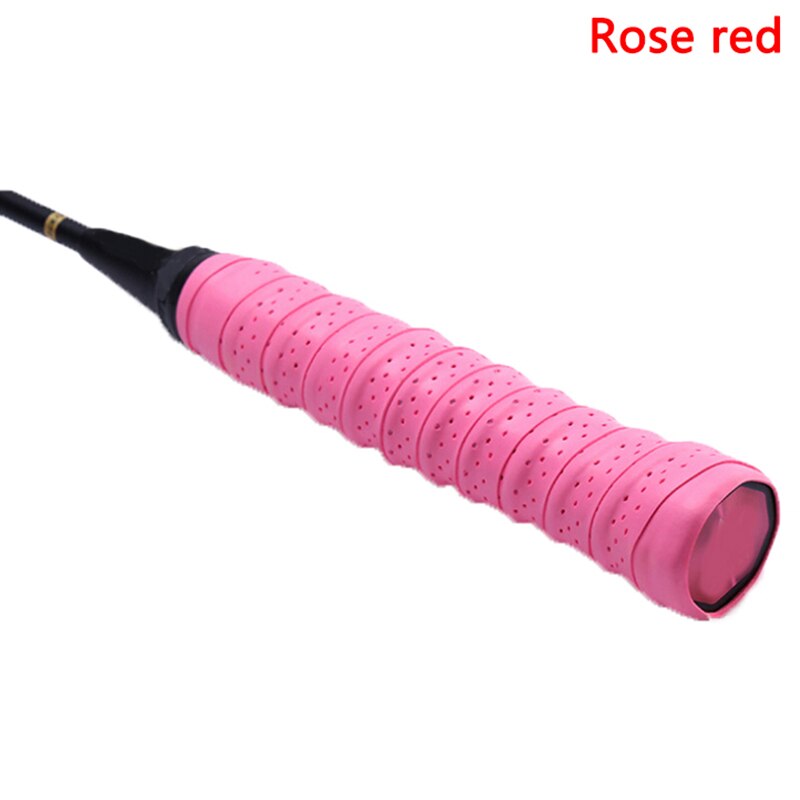 Anti-slip Ademend Sport Over Grip Zweetband Tennis Overgrips Tape Badminton Racket Grips Zweetband: Rose Red
