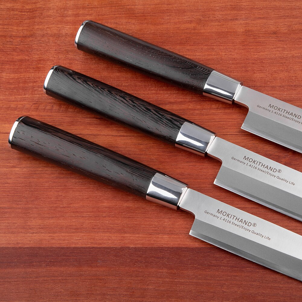 Mokithand japanske sushi fileteringsknive højkulstof tyskland 1.4116 stål fiskeknive rustfrit stål yanagiba knive