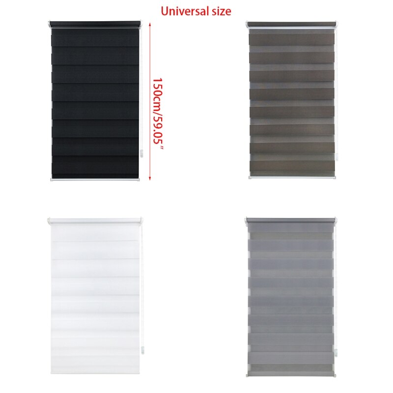 Day and Night Zebra Roller Blind Double Translucent or Blackout Vision Curtains for Window and Door with Install Accessories