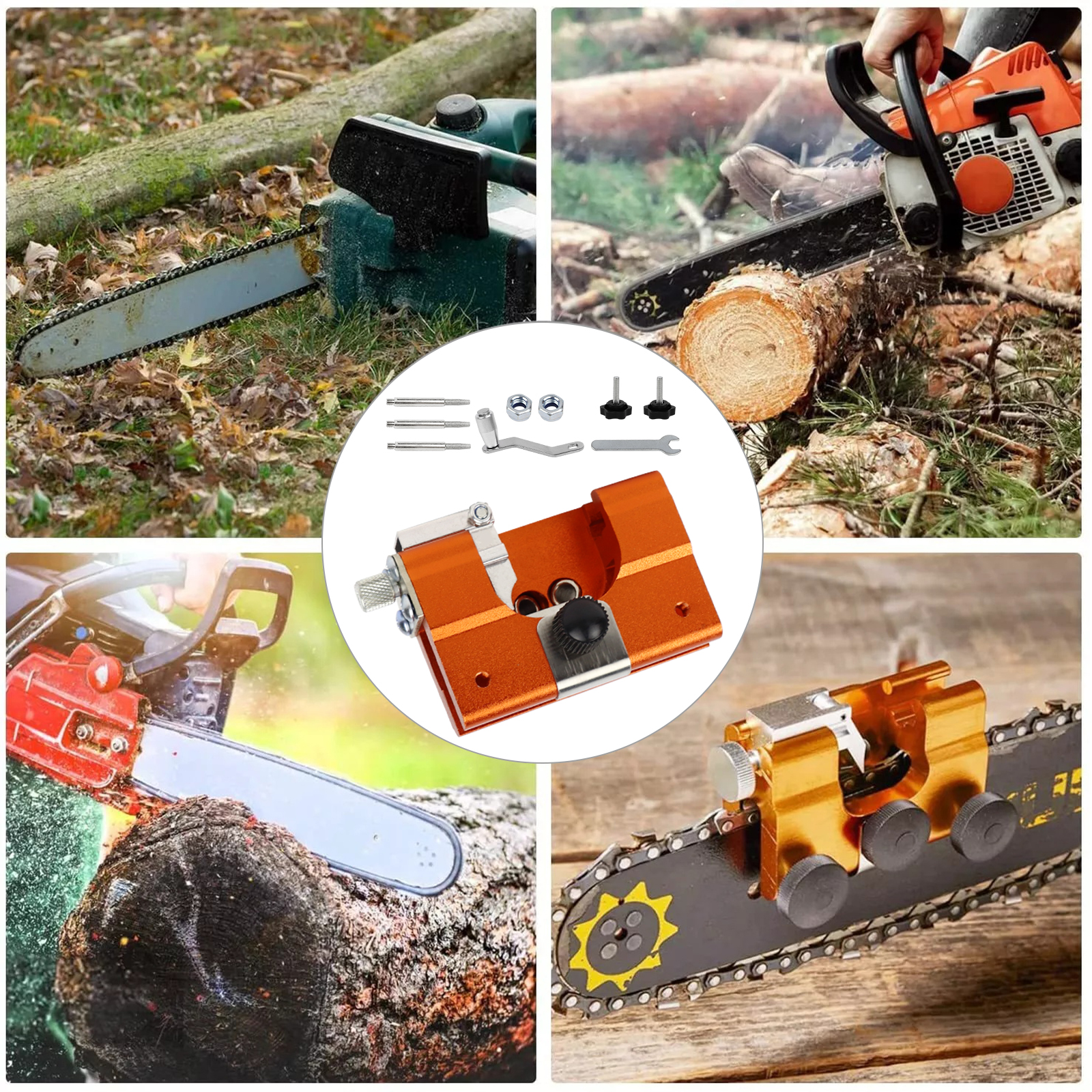 Afiador de corrente de motosserra, ferramenta de afiar serra de corrente, kit de afiação de madeira, manivela manual, lâmina de serra de corrente