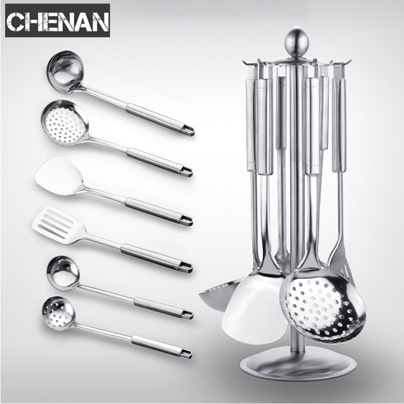 7 Pcs/Set Multifunction Stainless Steel Kitchen Cooking Tools Sets Restaurant Utensils Turner Ladle Kitchenware