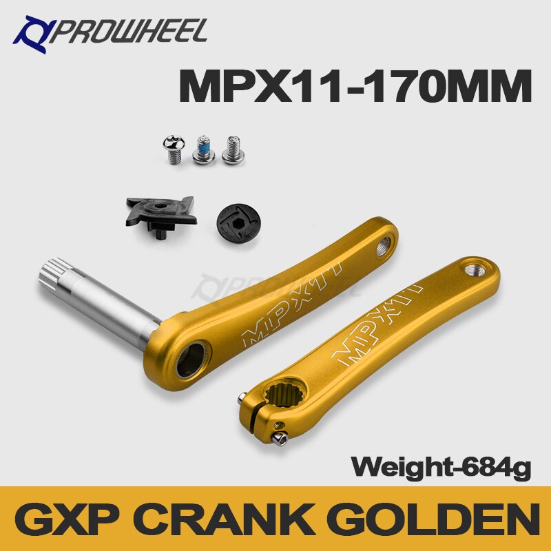 Prowheel mpx 11 kranksæt 170mm 175mm 8/9/10/11/12 hastighed krumtap med bundbeslag bb til kompatibelt sram gxp tandhjul: Guld