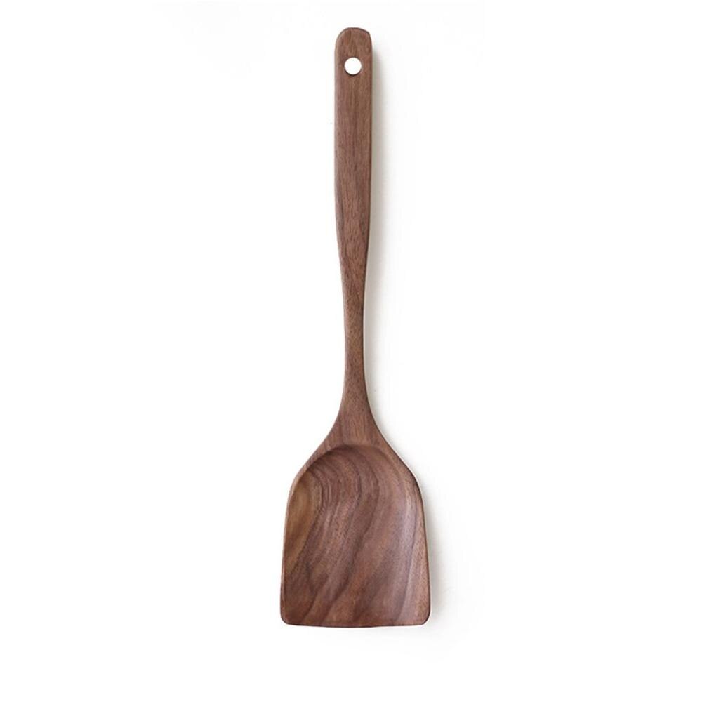 Retro houten kooklepel schep zwarte walnoot keukenaccessoires set keukenbenodigdheden houten schep