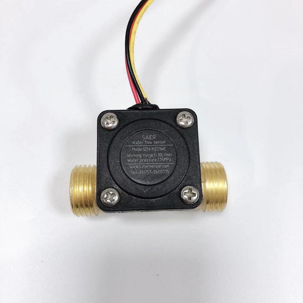 G1/2 "DN15, medidor de turbina de sensor de flujo de Hall de cobre y latón para agua, 1 ~ 30l/Min SEN-HZ21WC