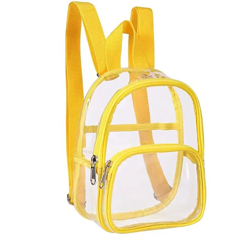 Läpinäkyvä PVC Vedenpitävä Reppu - Unisex - Rento Matka - Opiskelijat - Vetoketju: Keltainen