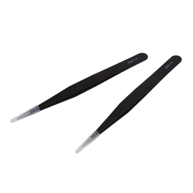 2pcs Nail Art Rhinestones Eyelashes Extensions Pick Tweezer Nipper Clipper Tool (black)