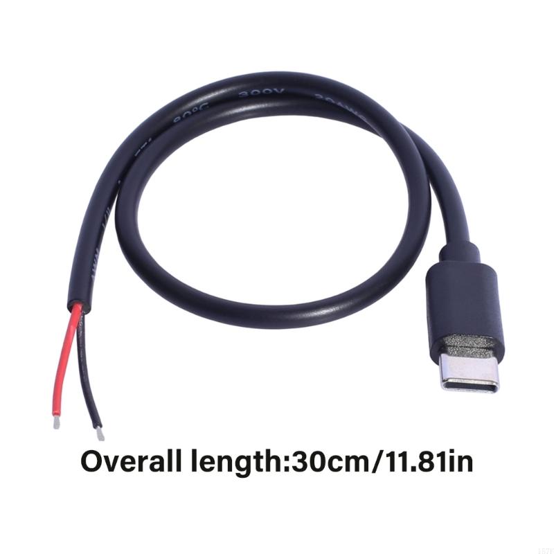157F USB C to Bare Wire Power Cable 30CM 20AWG Pigtail Line for Charging USB Type C