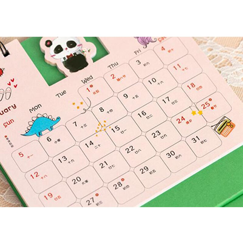 Cartoon Mini Kalender Creatieve Cartoon Klein Dier Bump Kalender Planning Kantoor Schoolbenodigdheden Briefpapier