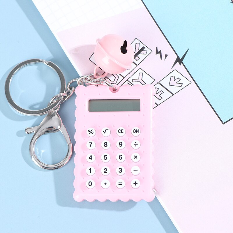 Mini llavero Kawaii con forma de galleta, portátil, calculadora de dígitos, herramienta para estudiantes: PK