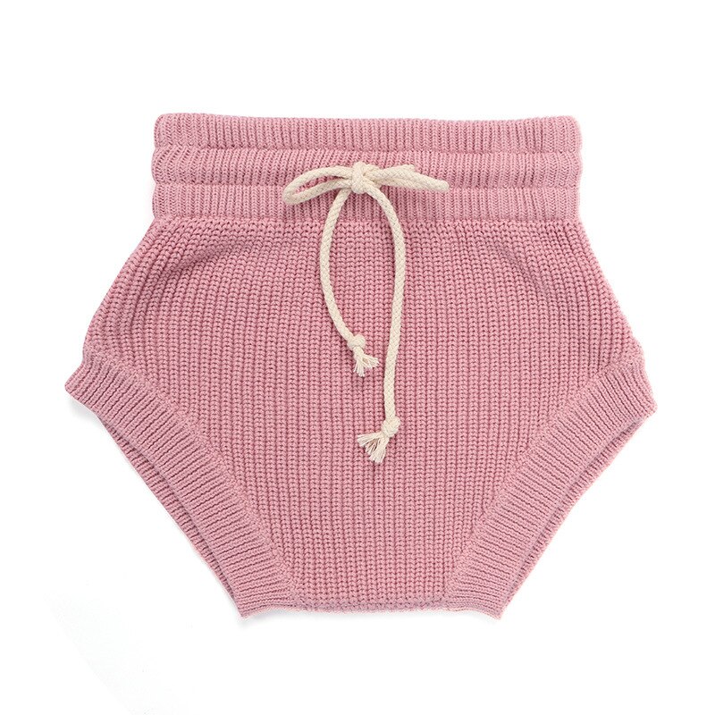 Otoño pantalones cortos de punto sólido para niños y niñas pantalones bombachos para Bebés Ropa de punto en 3 colores: Rosa / 18 meses