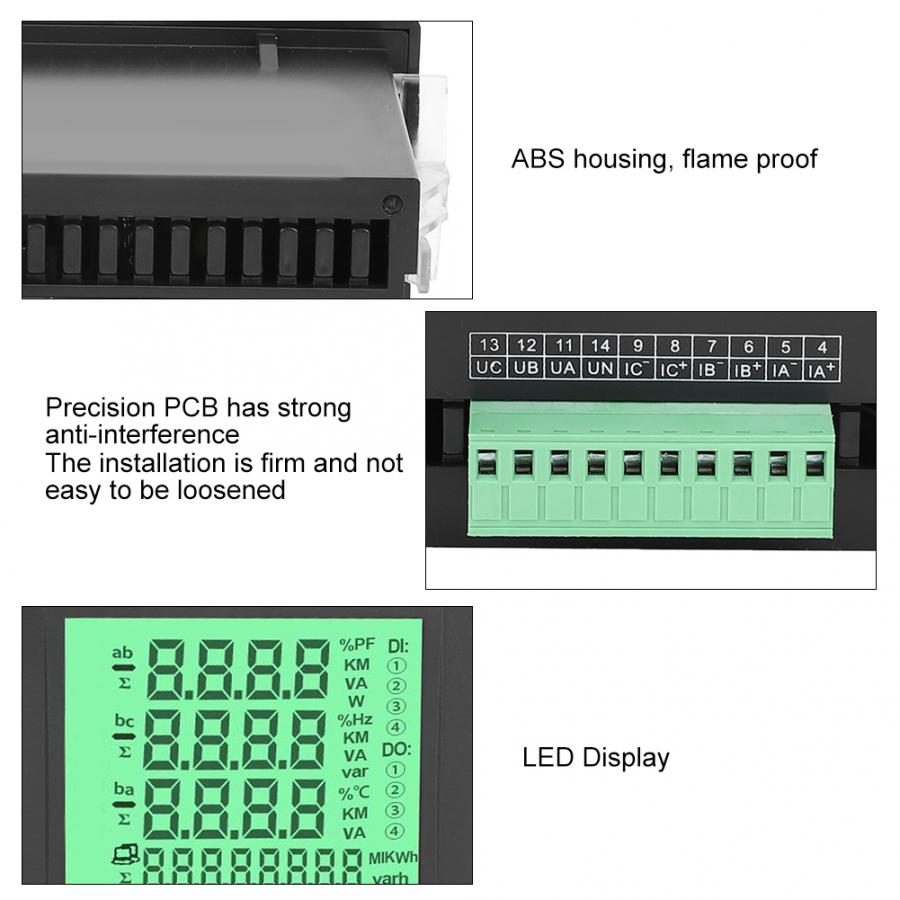 Digital Power Meter 3-Phase Multifunktionale Digital LED Strom Volt Power Meter RS485 Kommunikation 220V
