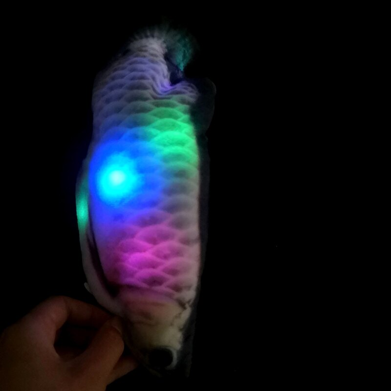 54DF Electric Moving Fish Cat Toy LED Realistic Plush Simulation Wagging Dancing Jumping Fish Pets Chew Bite Kick Toy