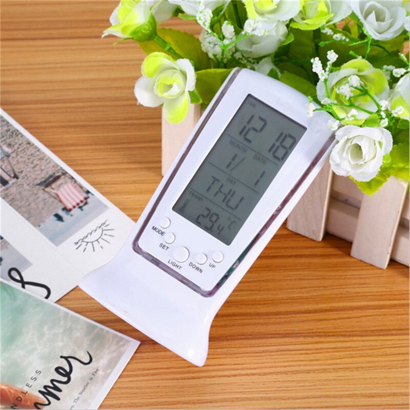 1pcs Cordless Clock Digital Clock Student Mini Led Desk Mute Alarm Clock With Backlight Large Display Time Temperature Date Week