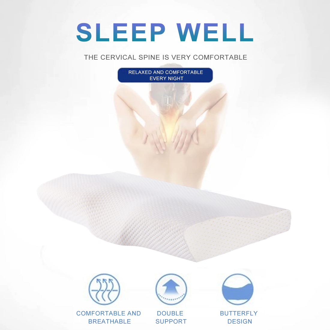 Orthopedic Neck Pillow Memory Foam Pillow For Sleep Cervical Pillows Contoured Health Orthopedic for Neck Pain 50x30cm/ 60x35cm