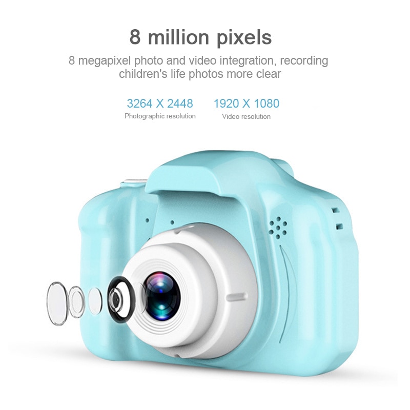Kids Digital Camera - HD 1080p Video - 2MP Photo - Waterproof Shockproof - Mini Portable Children Camera