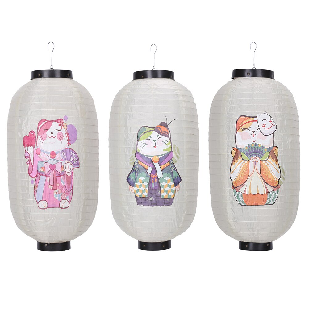 Japanese Hanging Lanterns Waterproof Lucky Cat 10 inch Traditional Bistro Ornament Year Outdoor Party Decoration